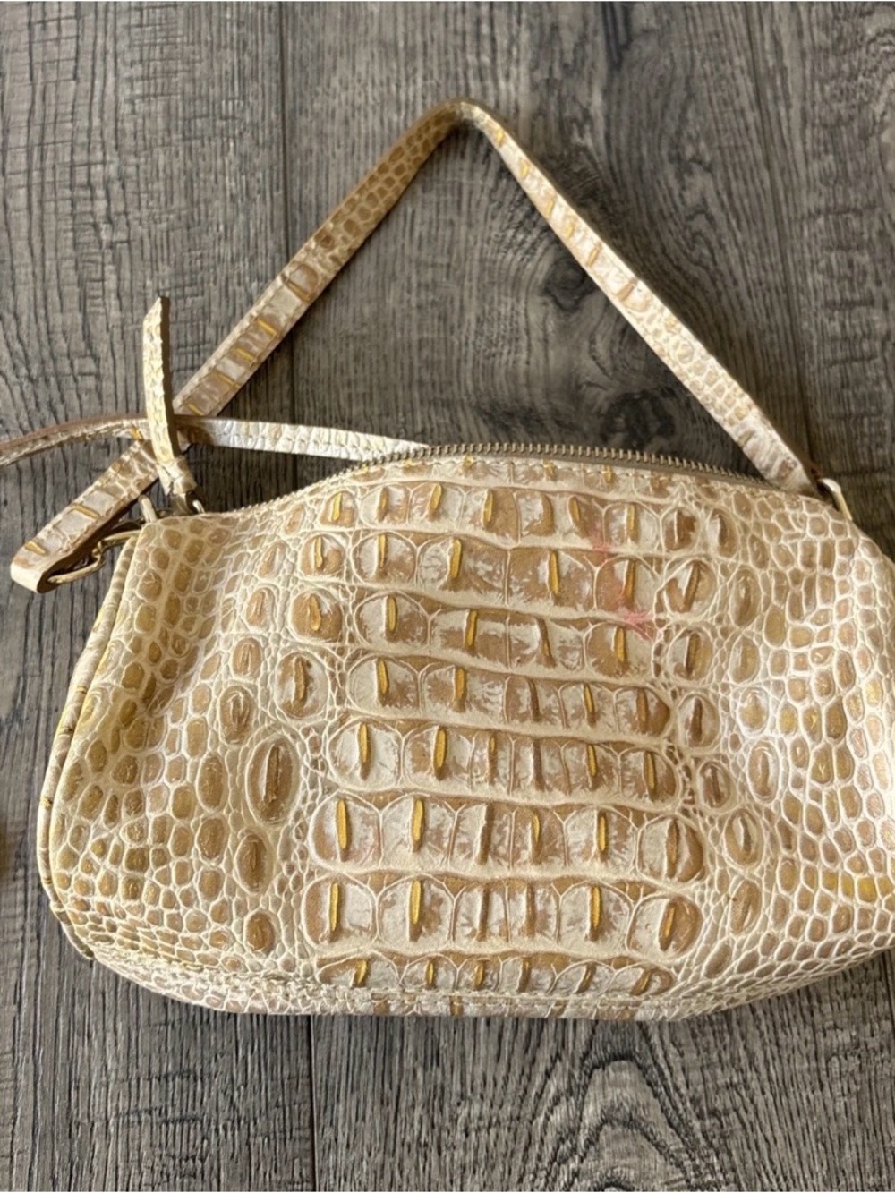 Dooney & Bourke Gold-Accented Cream Croc-Embossed Shoulder Bag - Picture 4 of 12